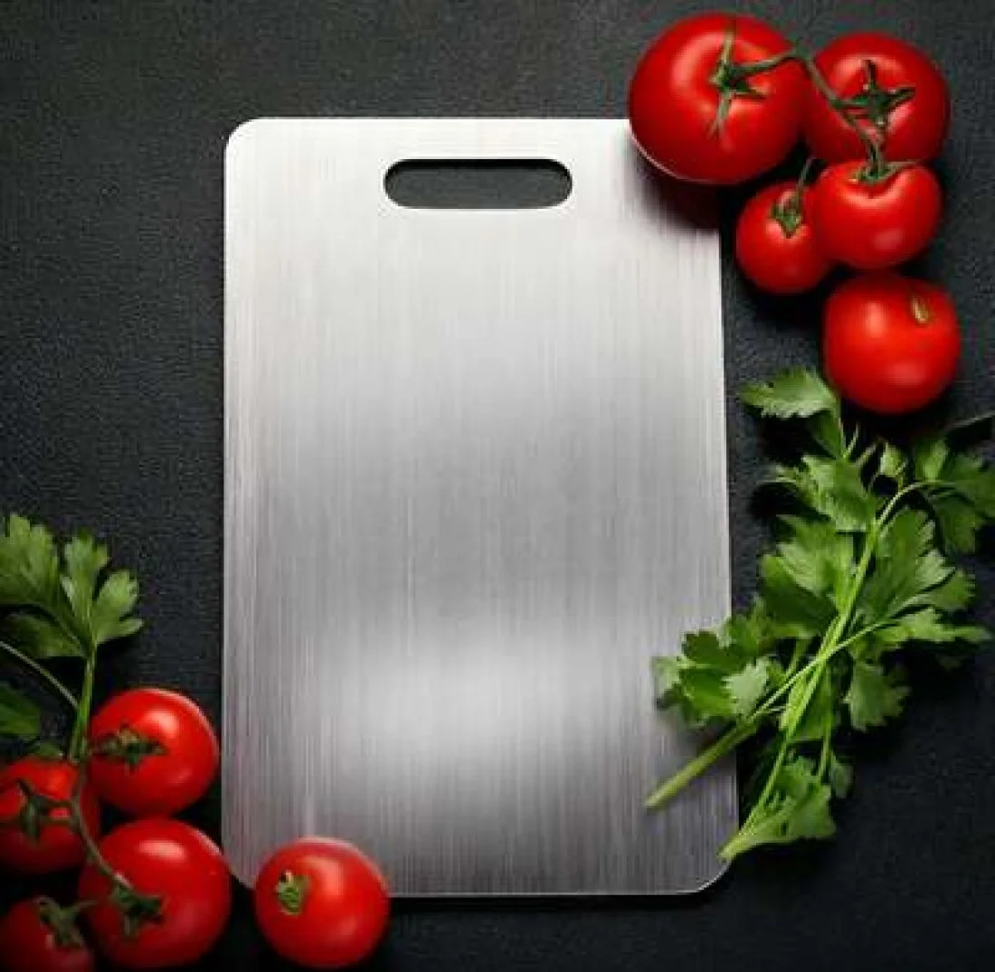 Katori titanium cutting board with fresh ingredients